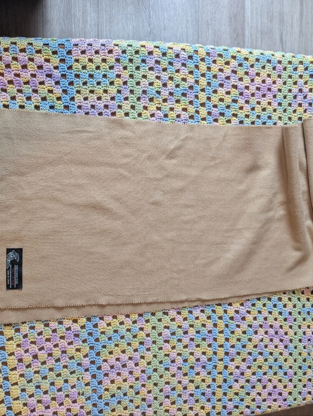 Camel Fringe Knit Scarf - Solid Camel Brown 100% Viscose‎